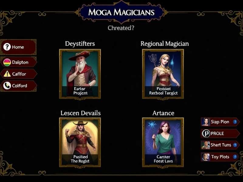 Moga Magicians - Create Your Magician Moga Magicians character creation screen showing different regional magician options