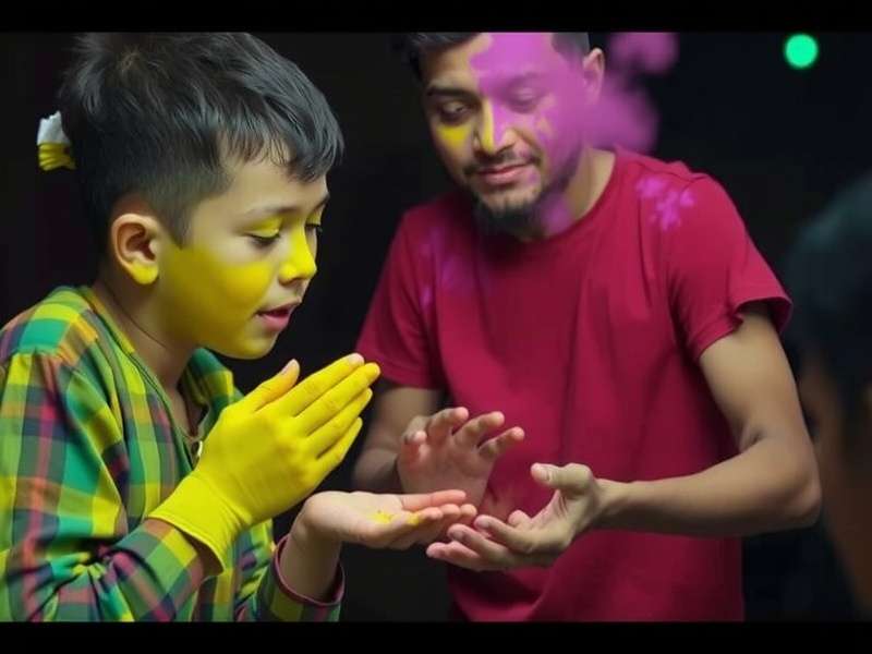 Moga Magicians - Holi Festival Moga Magicians Holi event showing players throwing colored magic powders at each other